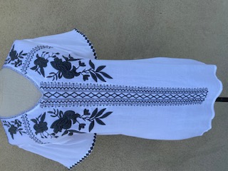 Tunic Top - White/With/Grey Embroidery